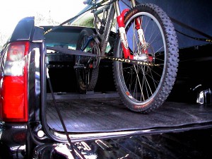Bike rack with ute tray open