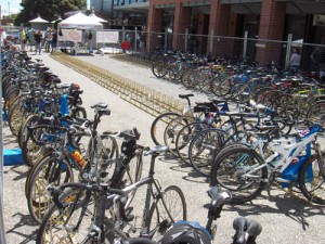 Organized Bikes thru Bicycle Floor Stands Parking